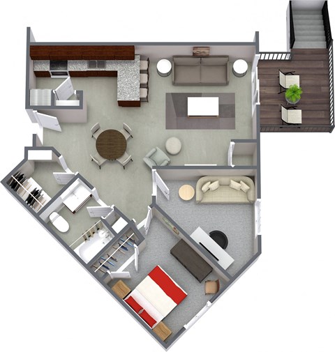 a floor plan of a house with a bedroom and a living room
